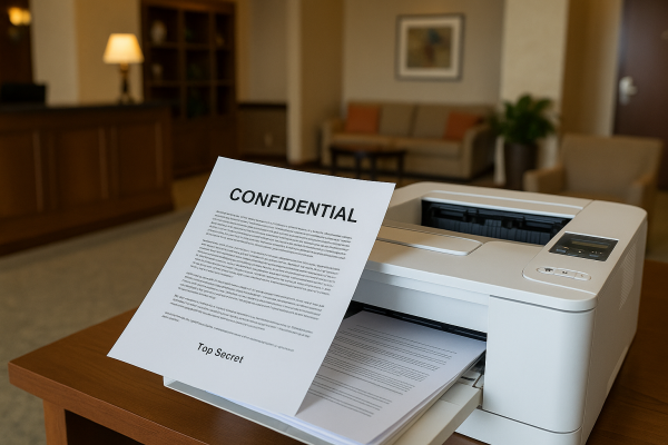 Wenn vertrauliche Papiere im Hoteldrucker liegen bleiben – und wie einfache Tools von Konica Minolta für ein sicheres Druck-Management sorgen.  - 